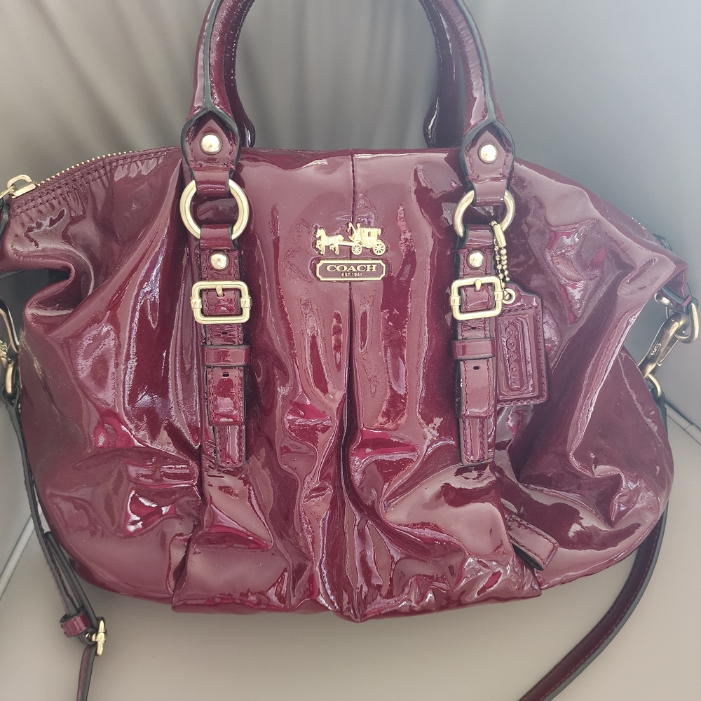 Coach Burgundy Patent Leather Handbag